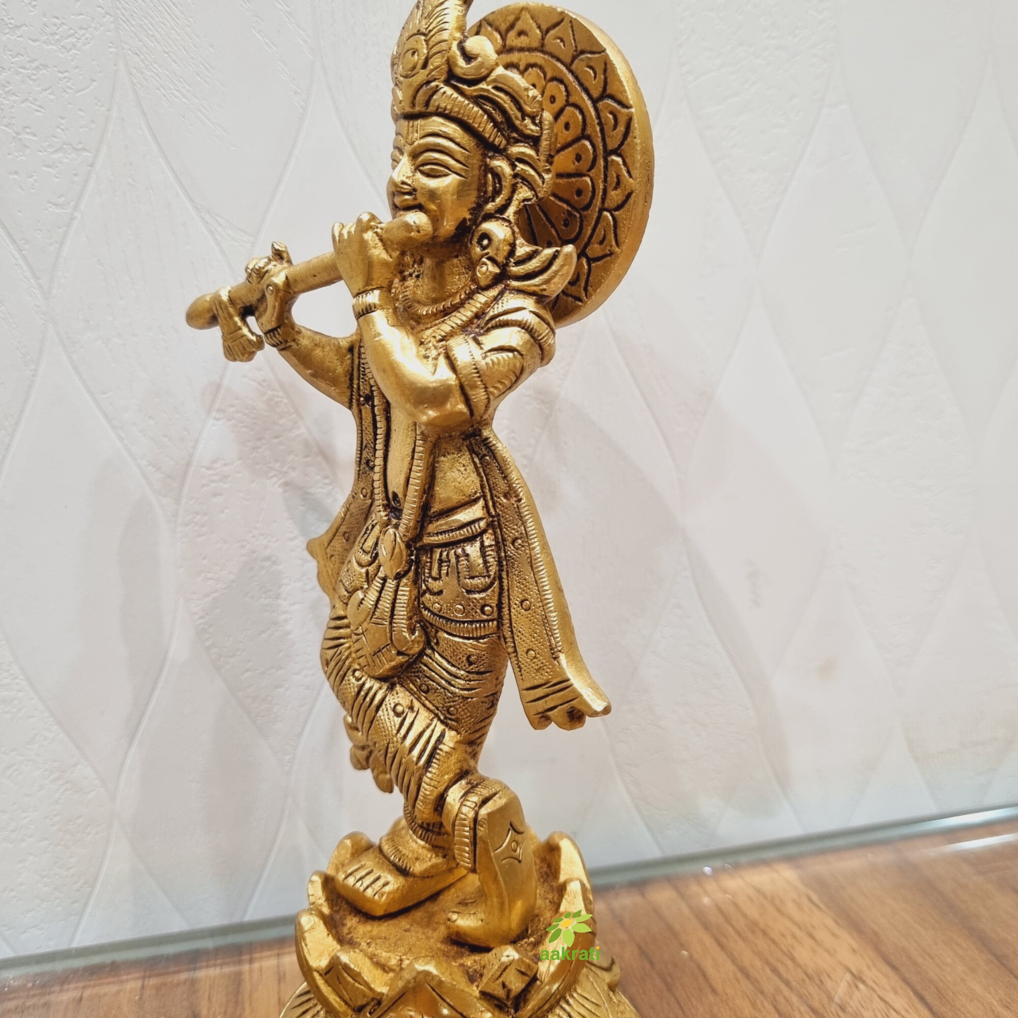 Aakrati Brass Handcrafted Statue of Lord Krishna| Lord Krishna Brass Idol| Temple Dcor| Pooja Essentials