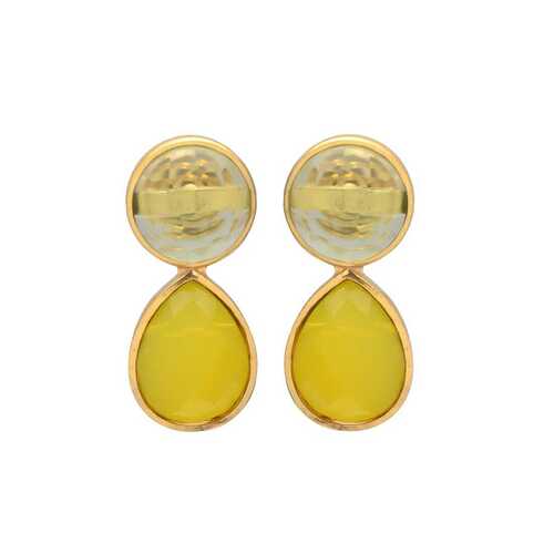 Yellow and glass gemstone earrings set