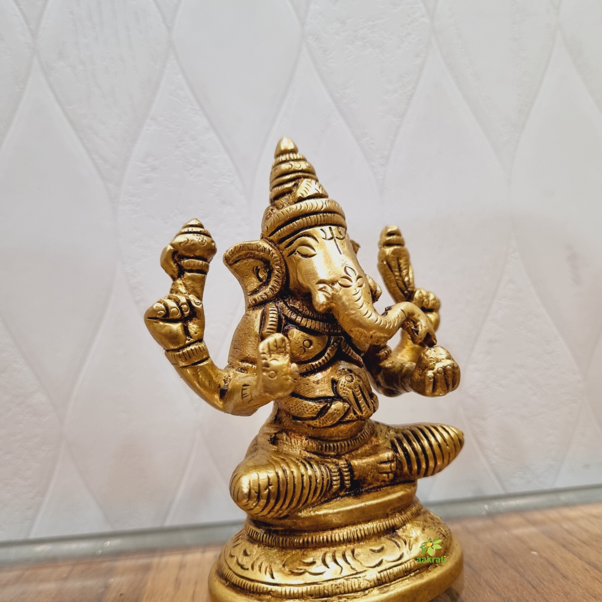 Aakrati Brass Ganesh Statue in Sitting Position| Ganesh Idol| Temple Dcor