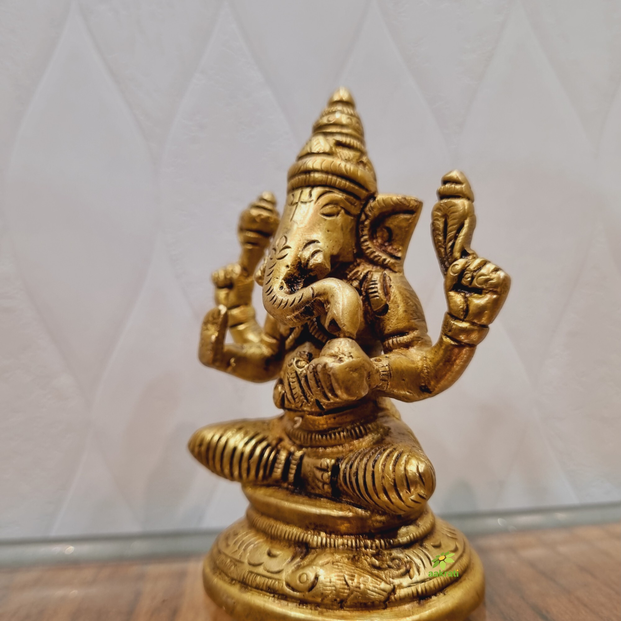 Aakrati Brass Ganesh Statue in Sitting Position| Ganesh Idol| Temple Dcor