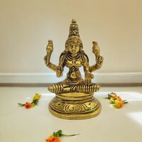 Aakrati Goddess Laxmi Brass Statue For Temple| Decorative Figurine| Temple Daccor| - Color: Yellow