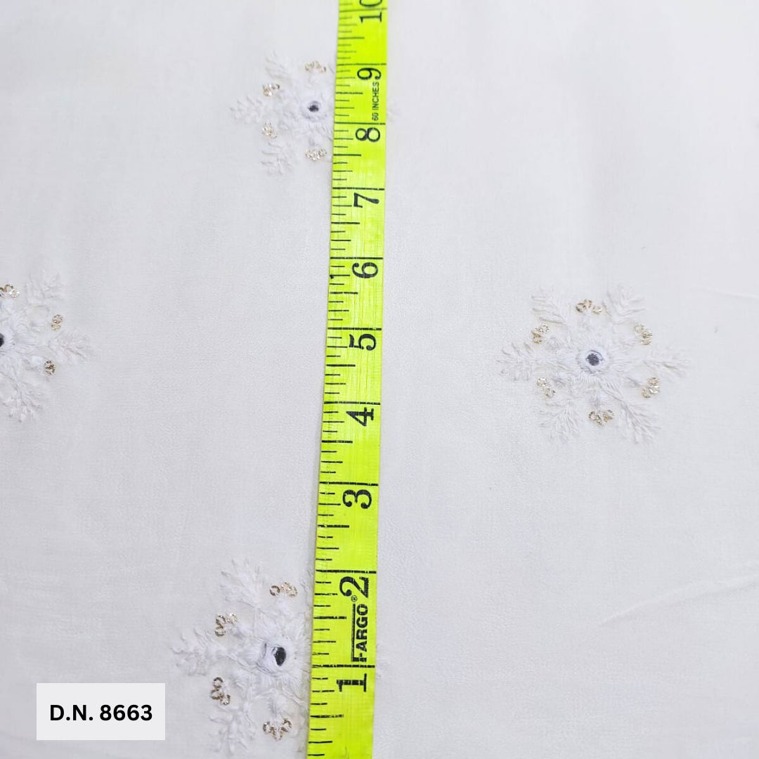 Madhav fashion Thread Work Cotton White Fabric