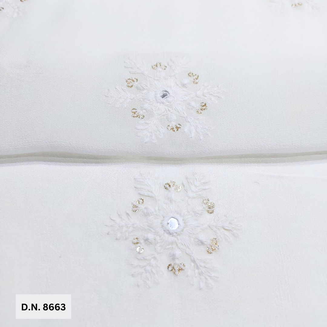 Madhav fashion Thread Work Cotton White Fabric