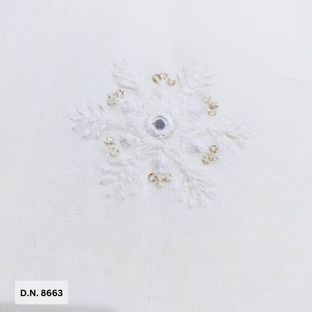 Madhav fashion Thread Work Cotton White Fabric