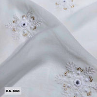 Madhav fashion Thread Work Cotton White Fabric