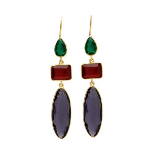 Amethyst and emerald hydra with Ruby gemstone earrings set