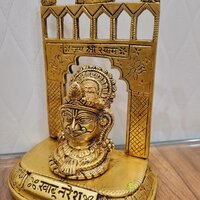 Aakrati Brass Handcrafted Statue of Khatu Shyam| Lord Khatu Shyam| Temple Dcor (Yellow, 6.5