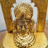 Aakrati Brass Handcrafted Statue of Khatu Shyam| Lord Khatu Shyam| Temple Dcor (Yellow, 6.5