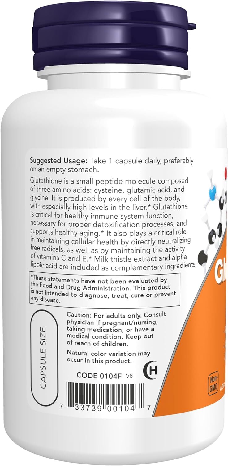 NOW Supplements, Glutathione 500 mg, 60 Veg Capsules