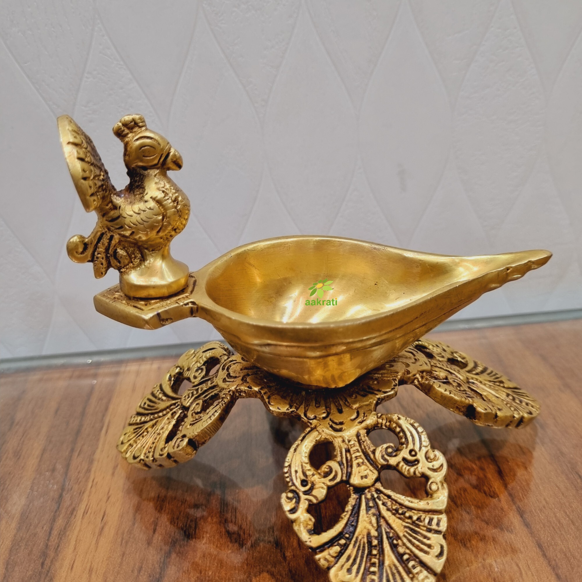 Brass Handcrafted Bird Shape Diya| Brass Oil Lamp| Puja Items| Temple Dcor (Yellow, 4