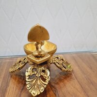 Brass Handcrafted Bird Shape Diya| Brass Oil Lamp| Puja Items| Temple Dcor (Yellow, 4