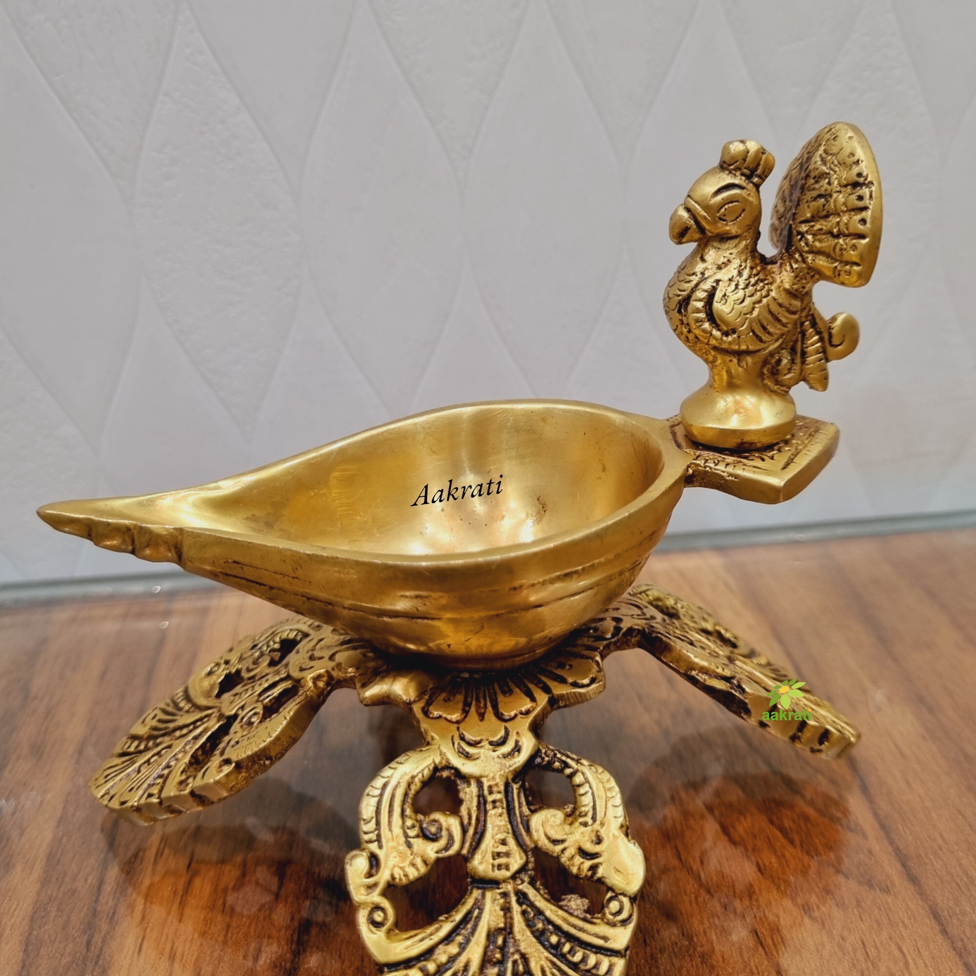 Brass Handcrafted Bird Shape Diya| Brass Oil Lamp| Puja Items| Temple Dcor (Yellow, 4