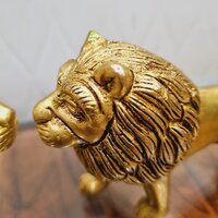 A Pair of Brass Lion Statues Made By Aakrati| Collectable Figurine| Showpieces| Decorative Items (Yellow,3