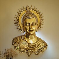 Aakrati Lord Gautam Buddha Wall Hanging Figurine| Brass Buddha Statue| Wall DA ACcor| Decorative Items| Made in Brass