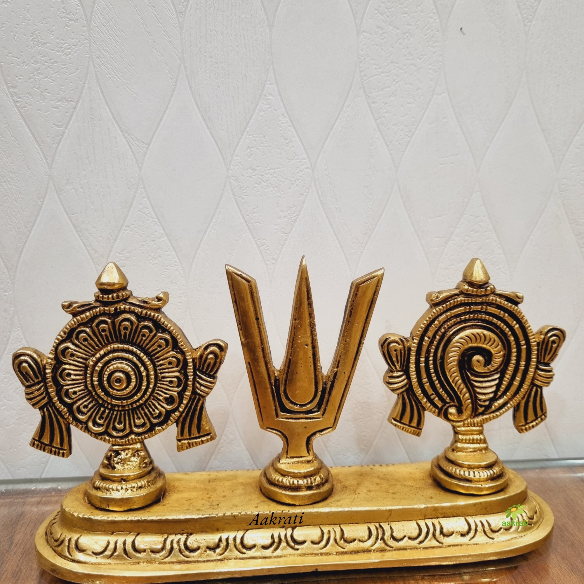 Aakrati Handcrafted Shankh Chakra Namah Puja Statue| Home & Temple Decor| Puja Essentials| Decorative Items