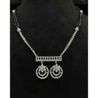 925 Sterling Silver Stone Mangalsutra Set - Free Size Adjustable | Elegant Women's Jewelry For Parties, Stylish Design With Timeless Appeal