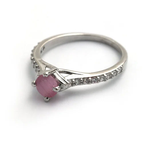 Ladies Silver 925 Ruby And Cubic Zircon Ring - Gender: Women