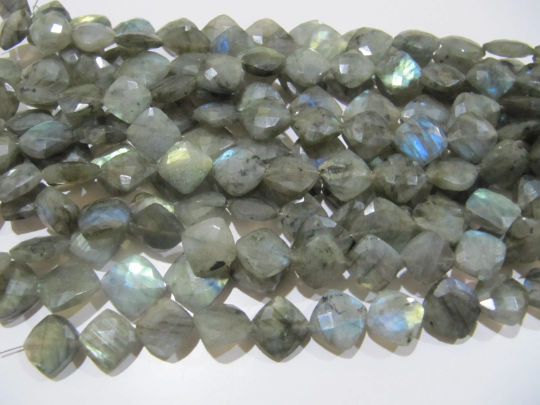 Natural Labradorite Cushion Shape Faceted11-12mm To 12-13mm Strand 8''long