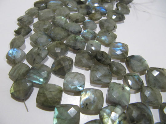 Natural Labradorite Cushion Shape Faceted11-12mm To 12-13mm Strand 8''long