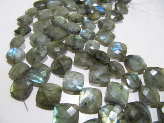 Natural Labradorite Cushion Shape Faceted11-12mm To 12-13mm Strand 8''long