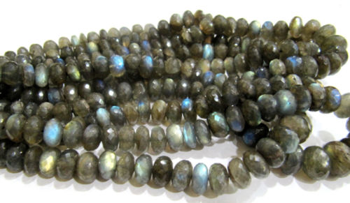 Natural Labradorite Rondelle Faceted11 to 14mmGraduated Strand 8 Inches Long