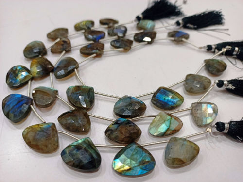 Natural Labradorite Heart Shape Faceted 16-20mm Beads strand 8 inches long