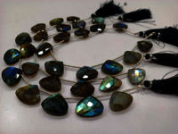 Natural Labradorite Heart Shape Faceted 16-20mm Beads strand 8 inches long