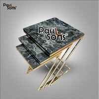 Ms Marble Top Designer Golden Table - Color: Different Available
