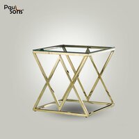 Glass Top Designer Golden Table - Color: Different Available