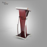 Wooden Brown Podium - Polished Teak Wood, 4 Feet Tall, Available In Multiple Colors | Modern Design, High-quality Finish, Ideal For Public Speaking