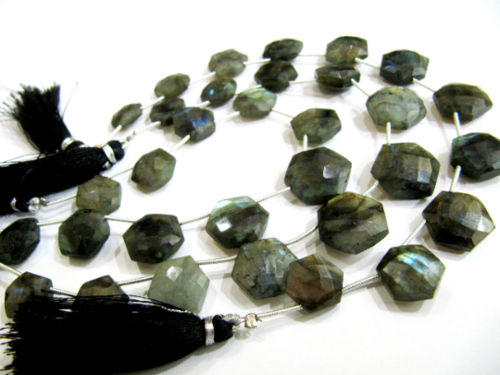 Natural Labradorite Hexagon Shape Faceted 12 to 15mm Beads Strands 8''Long