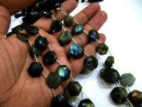 Natural Labradorite Hexagon Shape Faceted 12 to 15mm Beads Strands 8''Long