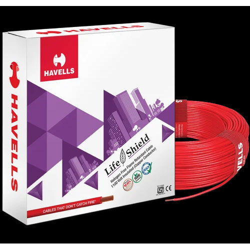 Red Havells Life Shield Halogen Free Flame Retardant Cable