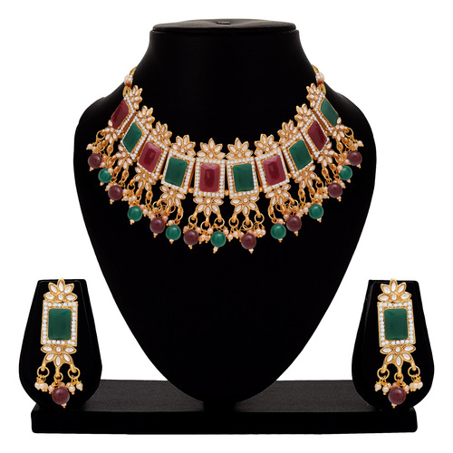 Divine Square Kundan choker necklace Set