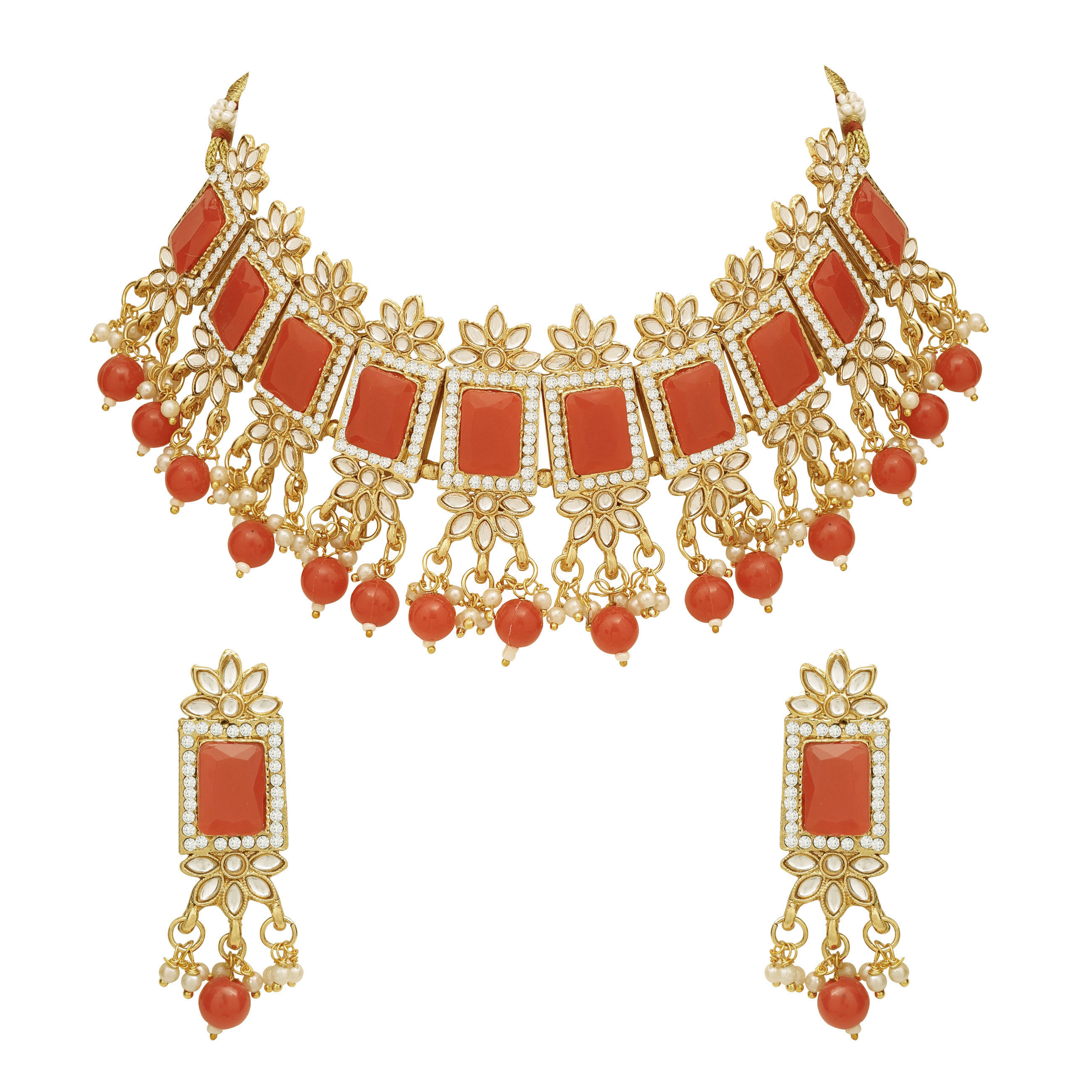 Divine Square Kundan choker necklace Set..