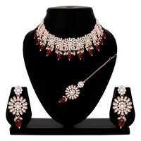 Blossom Brilliance Austrian Stone Necklace Set - Color: Red