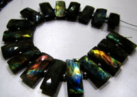 Natural Labradorite Baguette Shape Faceted 9X21mm Beads Strand 8 inclong