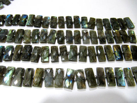 Natural Labradorite Baguette Shape Faceted 9X21mm Beads Strand 8 inclong