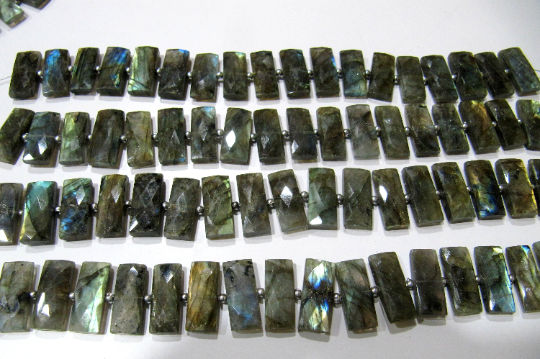 Natural Labradorite Baguette Shape Faceted 9X21mm Beads Strand 8 inclong