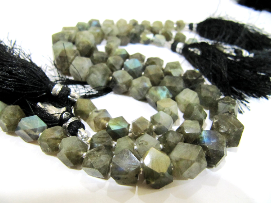 Natural Labradorite Nugget shape 16to25mm Faceted Beads strand 8''long