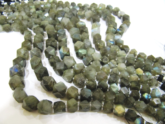 Natural Labradorite Nugget shape 16to25mm Faceted Beads strand 8''long