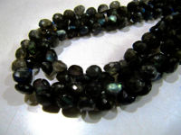 Natural Labradorite Faceted Onion Shape 6-8mm Beads strand 9-10 inches long