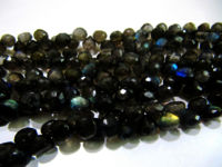 Natural Labradorite Faceted Onion Shape 6-8mm Beads strand 9-10 inches long