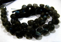 Natural Labradorite Faceted Onion Shape 6-8mm Beads strand 9-10 inches long