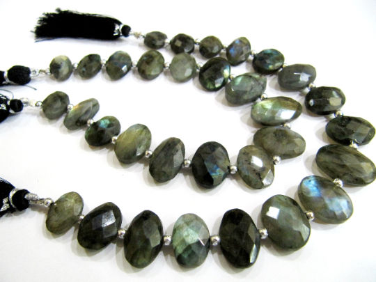 Natural Labradorite Oval Faceted 10x13mm to 13x18mm Beads Strand 9''Long