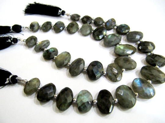 Natural Labradorite Oval Faceted 10x13mm to 13x18mm Beads Strand 9''Long