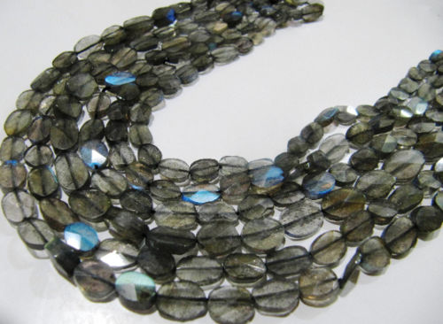 Natural Labradorite Oval Faceted 6-10mm Beads Strands 13 inch Long