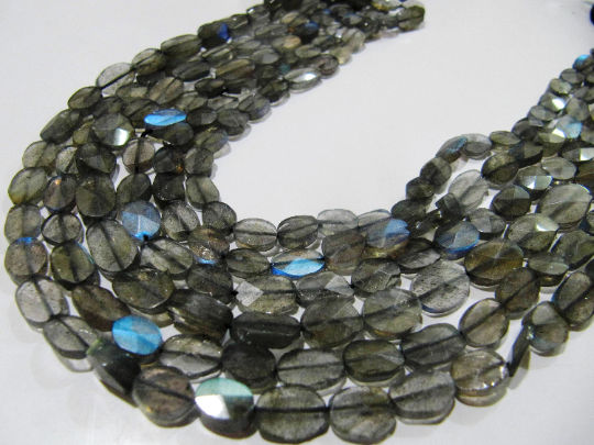 Natural Labradorite Oval Faceted 6-10mm Beads Strands 13 inch Long