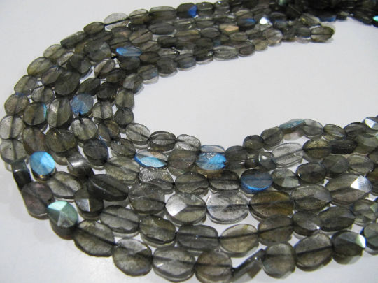 Natural Labradorite Oval Faceted 6-10mm Beads Strands 13 inch Long