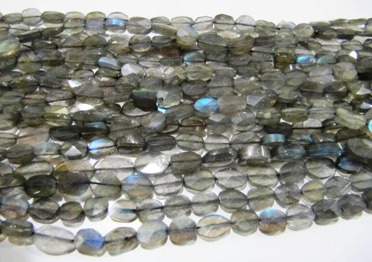 Natural Labradorite Oval Faceted 6-10mm Beads Strands 13 inch Long